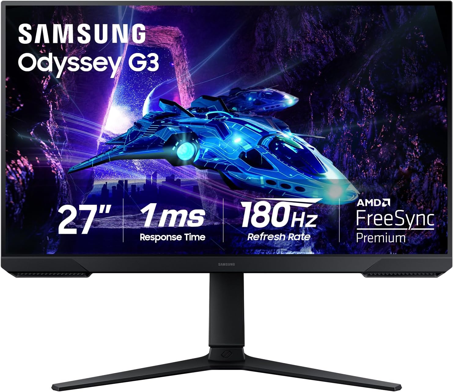 SAMSUNG 27-inch Odyssey G3 (G30D) Series FHD Gaming Monitor, 1ms, 180Hz, AMD FreeSync, Adjustable Stand, Black Equalizer, Virtual Point of View, Eye-Save Mode, Flicker-Free,