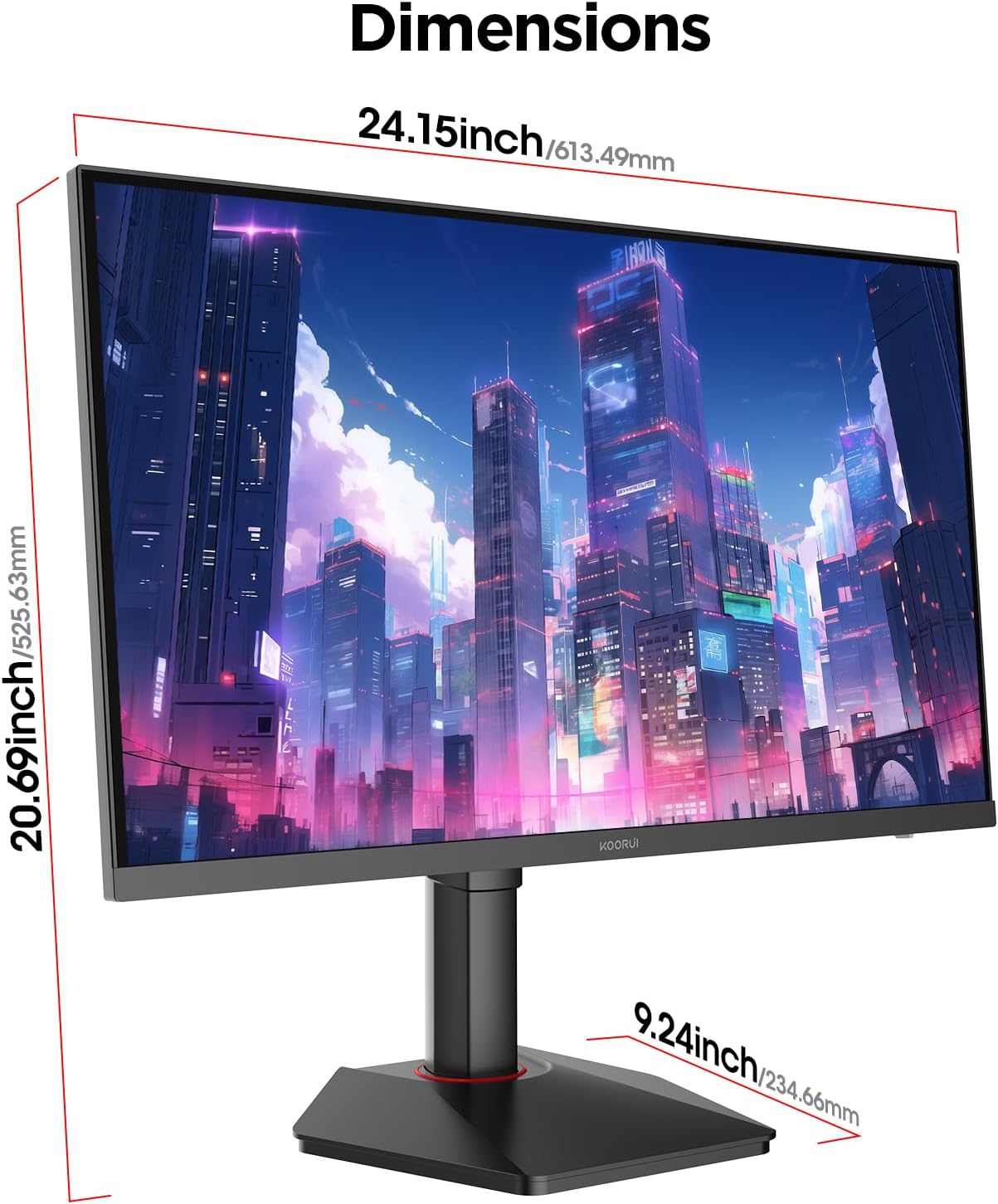 KOORUI G2721E 27" Gaming Monitor, 320Hz, Fast IPS, QHD 1440p, 1ms, Adaptive Sync, Adjustable Lifting, VESA Mount, HDMI/DP, Low Blue Light, 99% SRGB - Image 4