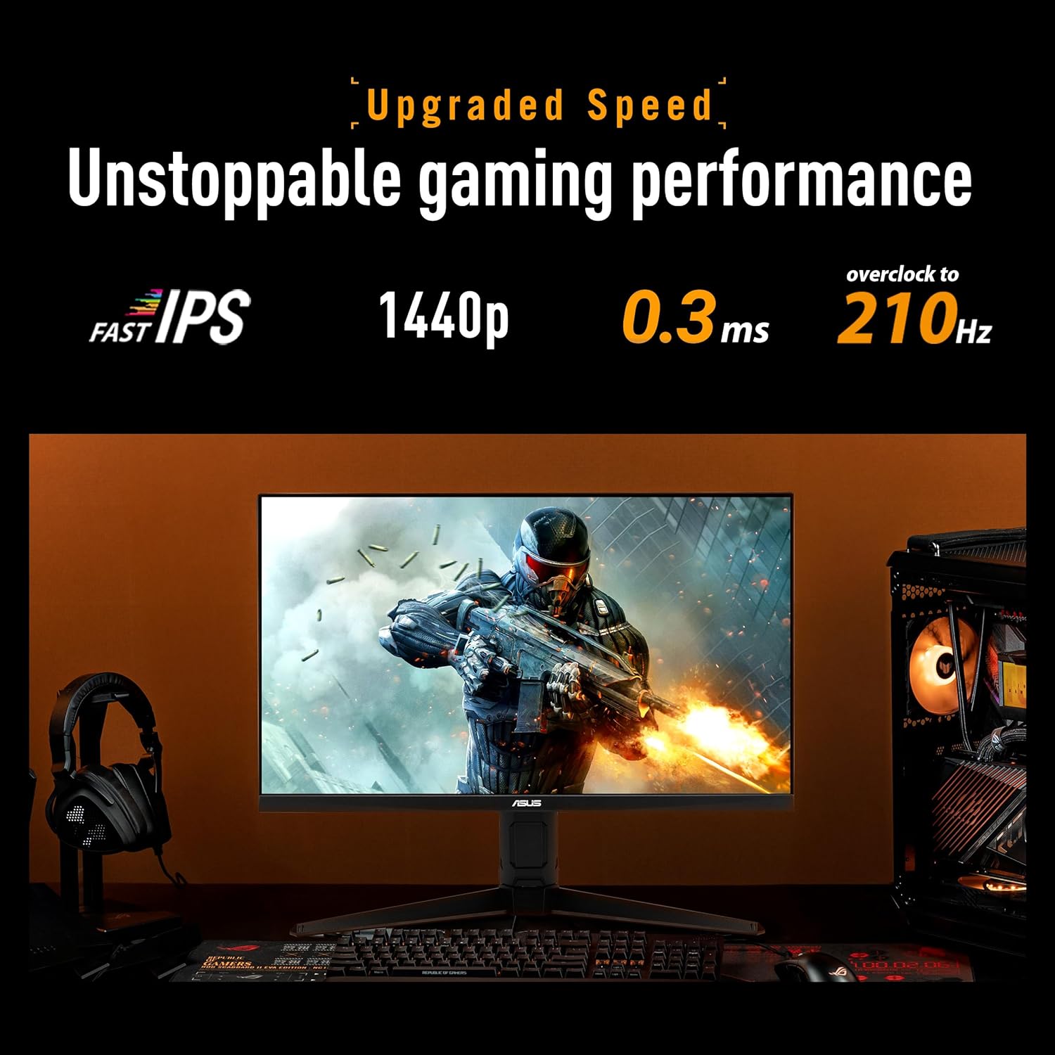 ASUS TUF GAMING 27" VG27AQL5A 2K- QHD (2560 x 1440),210HZ WIDE SCRN 0.3MS ERGONOMIC MONITOR,DP, HDMI, - Image 3