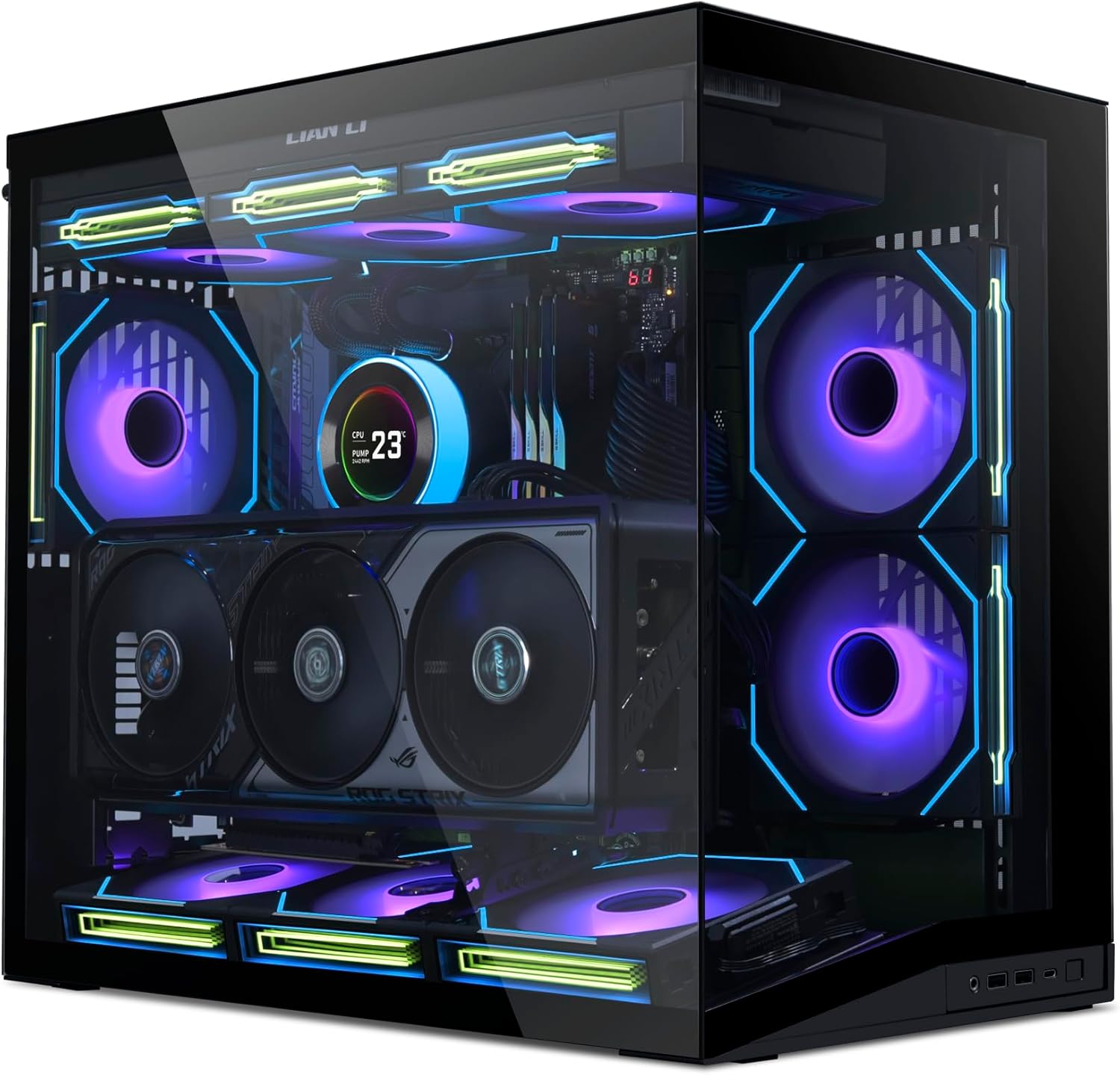 Lian Li O11 Dynamic Mini V2 PC Case, Black, Compact ATX Midi Tower with Two-Chamber Design, Tempered Glass and Modular Design