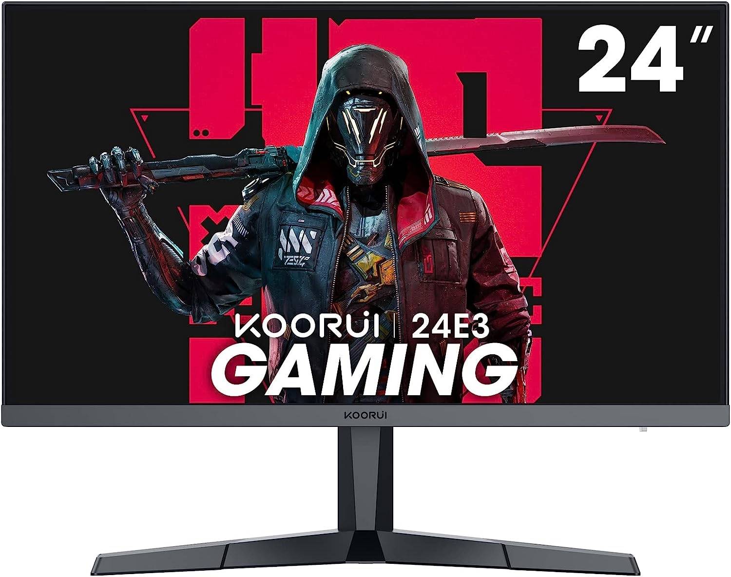 KOORUI 24E3 24" FHD IPS Gaming Monitor, Ultra Slim Frame, 165Hz Refresh Rate, 1ms Response Time, 99% sRGB, FreeSync (G-Sync Compatible) VESA Mountable, HDMI / DisplayPort, Black | 24E3