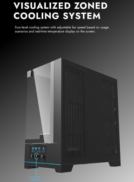 Darkflash DY450 Triple Glass ATX/M-ATX/ITX Gaming PC Case With 4 ARGB Fans and Digital Temperature LCD Panel, Supports Up to 360 mm Radiators, 420 mm GPU Clearance, USB Type-C Included PC Case (Black) - Image 4