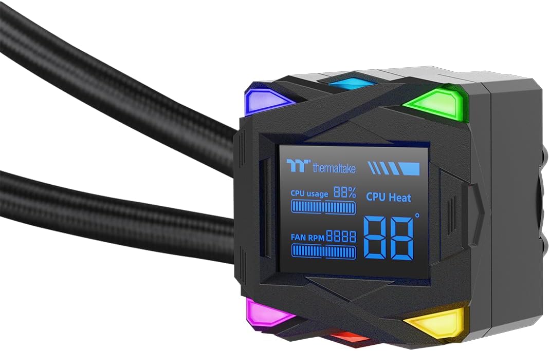 Thermaltake LA240-S ARGB Sync AIO Liquid Cooler: RGB Water Block with a 2.4” Segment LCD, Two High-performance 120MM ARGB Fans, up to 2500 RPM, Daisy-Chain Design - Black - Image 4