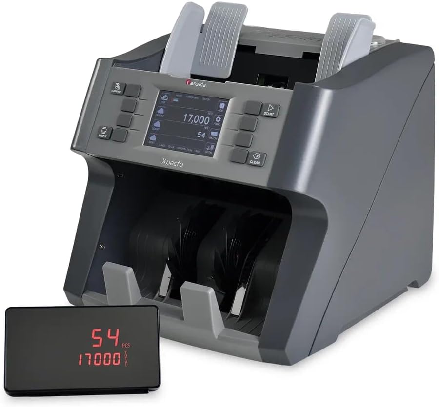 Cassida XPECTO Mix value counter Cash counting machine detector bill counter with Cassida cover 20 Currencies WITH SN Reading with Dust Cover - Image 2