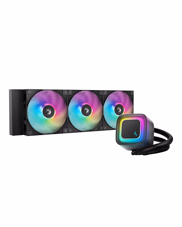 DeepCool LE360 V2 Liquid CPU Cooler, 360mm Radiator, 3x 120mm Pre-Installed aRGB Fan, 2100 RPM Fan Speed, 75.89 CFM Fan Airflow, Hydro Bearing Type, Anti-Leak Technology, Black | R-LE360-BKAMMC-G-2