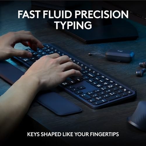 Logitech MX Keys S Combo - Performance Wireless Keyboard and Mouse with Palm Rest, Customizable Illumination, Fast Scrolling, Bluetooth, USB C, for Windows, Linux, Chrome, Mac - Graphite, ARA Layout - Image 3