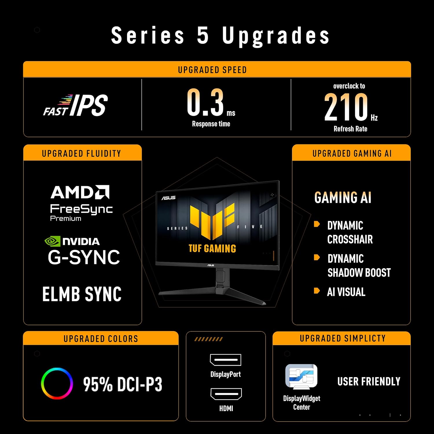 ASUS TUF GAMING 27" VG27AQL5A 2K- QHD (2560 x 1440),210HZ WIDE SCRN 0.3MS ERGONOMIC MONITOR,DP, HDMI, - Image 2
