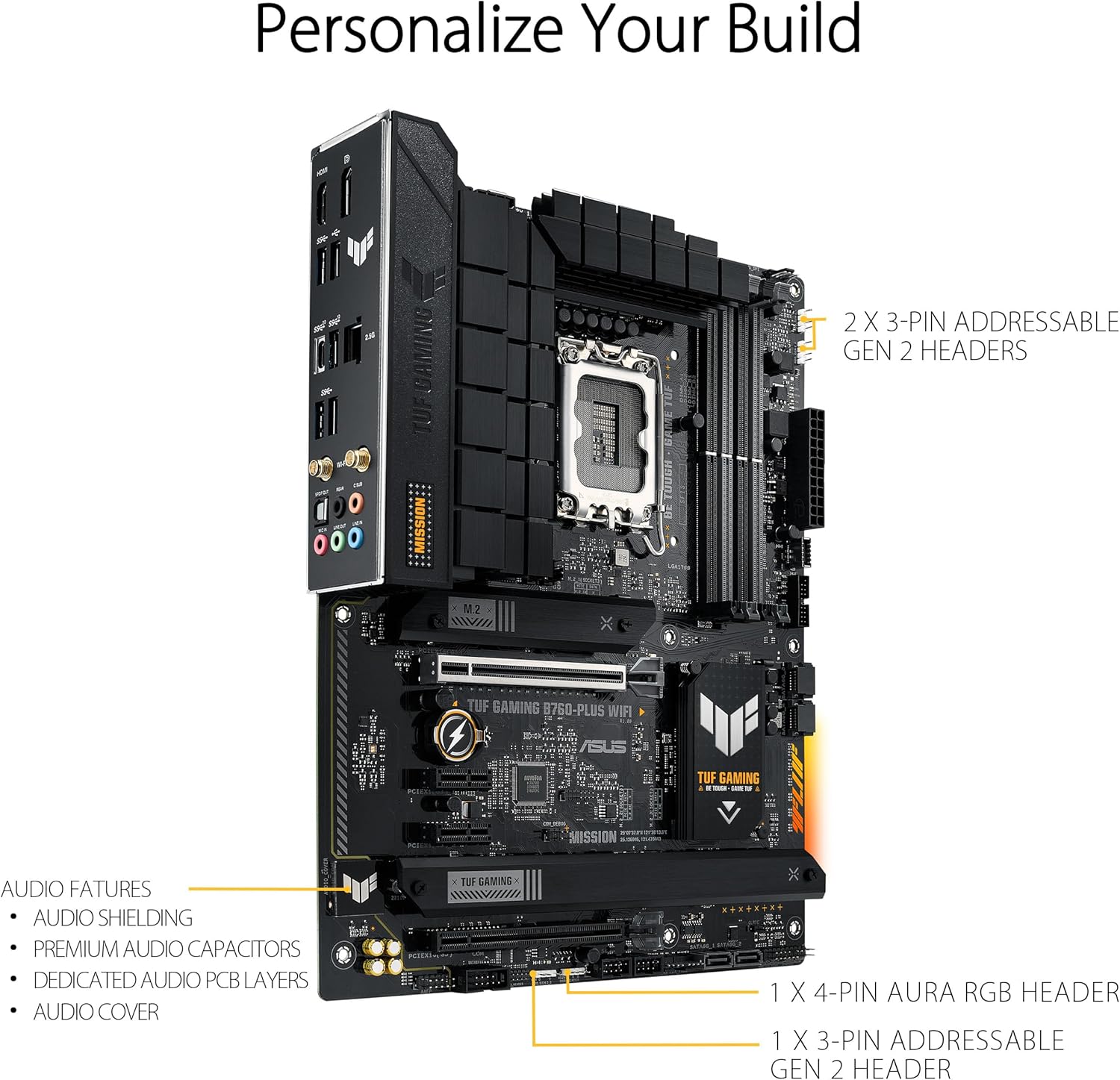 ASUS TUF GAMING B760-PLUS WIFI (13th and 12th Gen)LGA 1700 ATX motherboard with PCIe 5.0, 3xPCIe 4.0 M.2 slots,DDR5,2.5Gb LAN,USB 3.2 Gen 2x2 Type-C, front USB 3.2 Gen 2 Type-C, Thunderbolt 4, AEMP II - Image 4